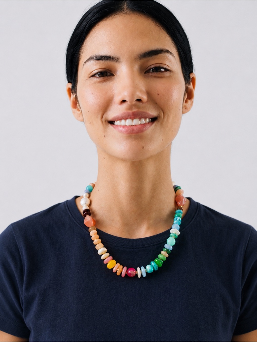 NWT | Piper K Multicolor Turquoise Quartz Beaded Necklace Gold Tone